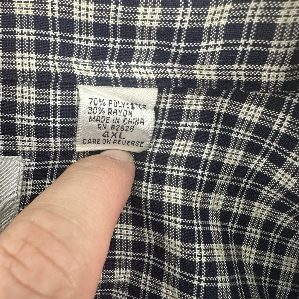 South Pole Mens Button Shirt 4XL Black Plaid Long Sleeve Y2K Big & Tall - Picture 9 of 9